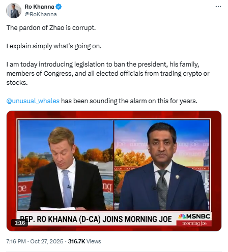 US lawmaker moves to ban Trump family and Congress from all crypto trading