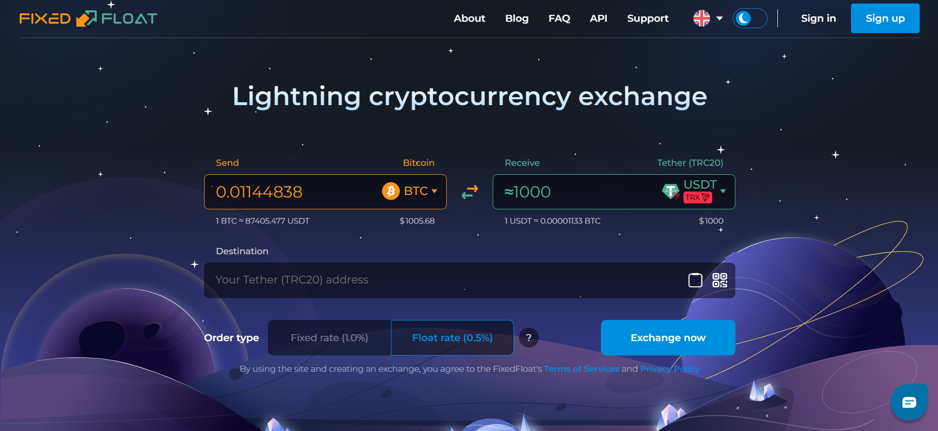 FixedFloat best non KYC crypto platform offering fixed and floating rate options for instant swaps.